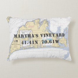 Martha's Vineyard Nautical Chart Theme Prydnadskudde