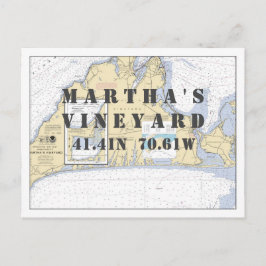Martha's Vineyard Nautical Latitude Longitud Vykort