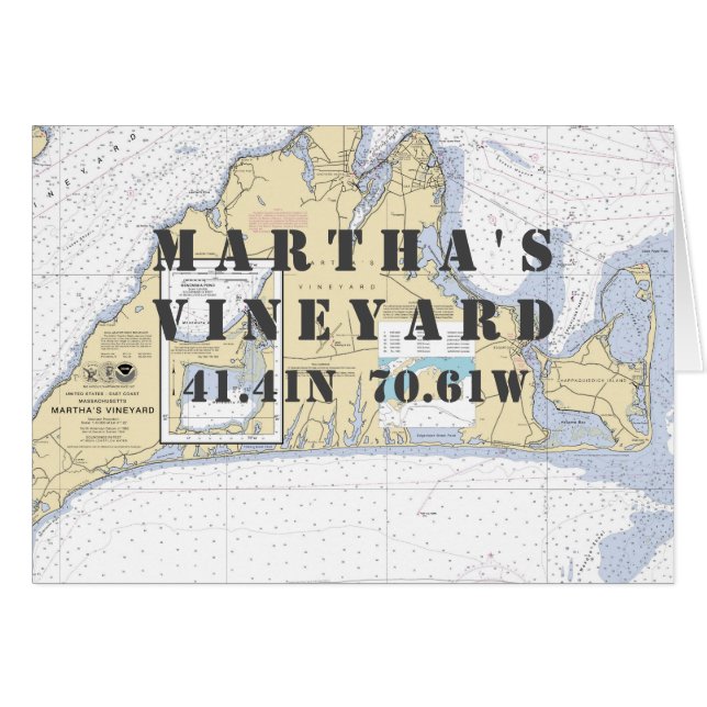 Martha's Vineyard Nautical Navigation Chart OBS Kort (Framsidan Horizontal)