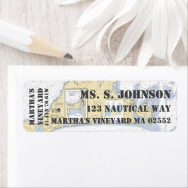 Martha's Vineyard Nautical Navigation Chart Returadress Etikett