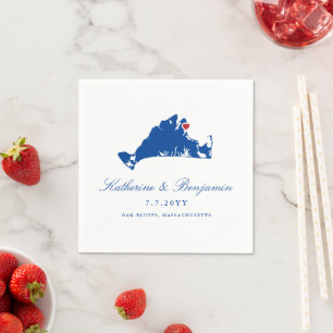 Martha's Vineyard Oak Bluffs Navy Bröllop Napkin Pappersservett