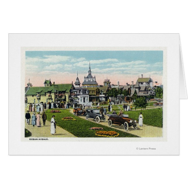 Martha's Vineyard, Ocean Avenue-vyn Hälsningskort (Framsidan Horizontal)