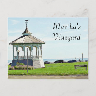 Martha's Vineyard Ocean Bench och Gazebo Postcard Vykort