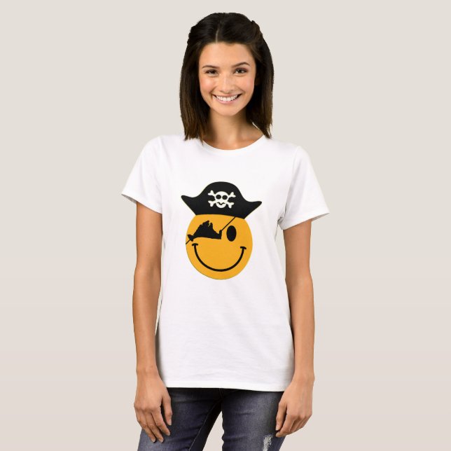 Martha's Vineyard Pirat Smiley Dam Tee Shirt (Hel framsida)