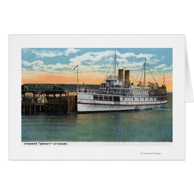 Martha's Vineyard, Sankaty Steamer vid Wharf Hälsningskort (Framsidan Horizontal)