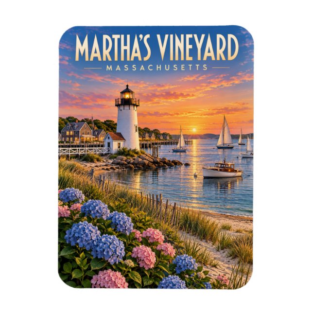 Martha's Vineyard Sunset Lighthouse Massachusetts  Magnet (Vertikal)