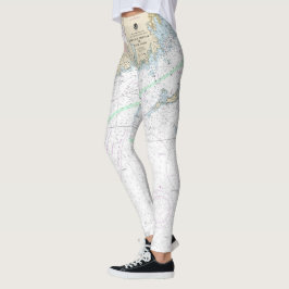 Martha's Vineyard till Block Island Nautical Chart Leggings