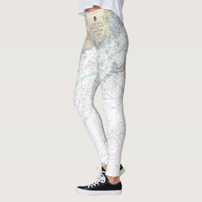 Martha's Vineyard till Block Island Nautical Chart Leggings (Vänster)