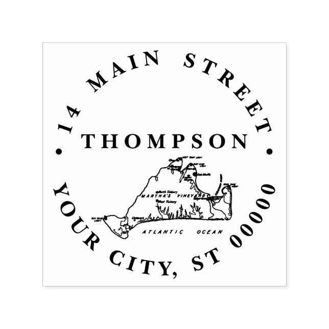 Martha's Vineyard Vint Karta #1 Namn Returadress Självfärgande Stämpel (Design)