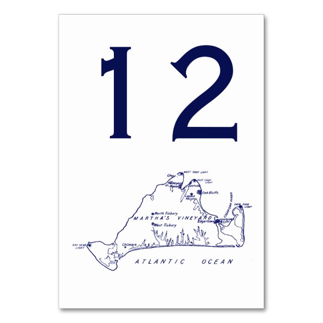Martha's Vineyard Vintage Karta #1 Bordsnummer (Framsidan)
