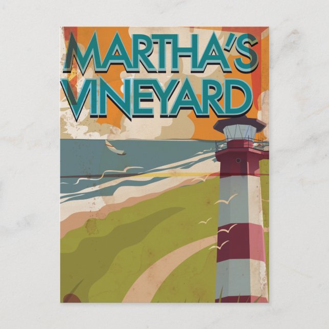 Marthas Vineyard Vintage Resorera Poster Vykort (Framsida)