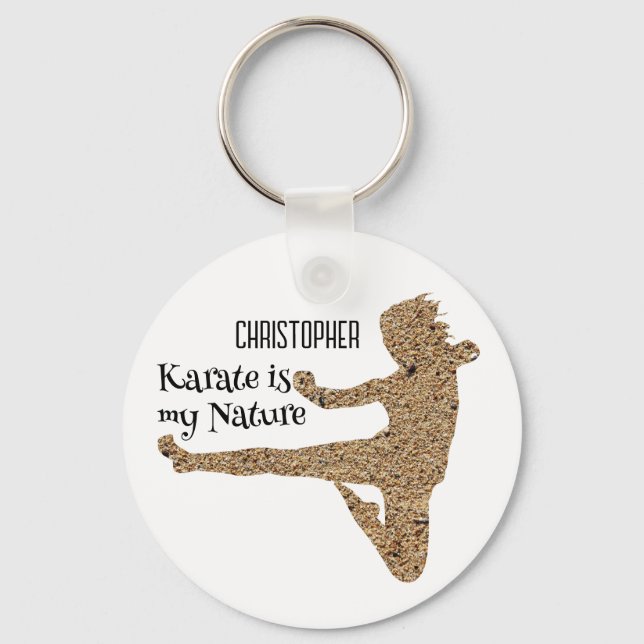 Martial Art Karate Silhouette Personlig Nyckelring (Framsida)