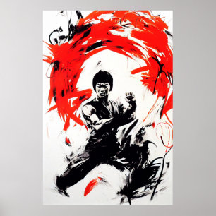 Martial Art Kung fu Vild Fri spritfärg Poster