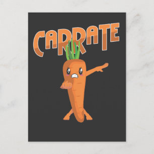 Martial Art Vegan Fighter Vegetarian Karate Carrot Vykort