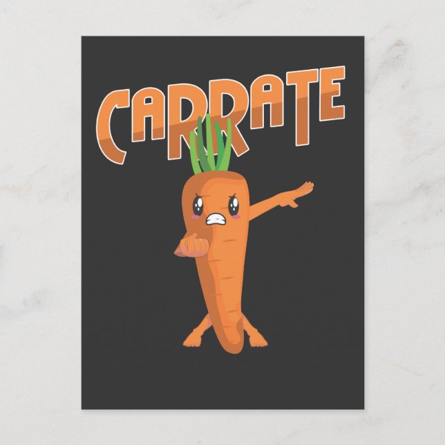 Martial Art Vegan Fighter Vegetarian Karate Carrot Vykort (Framsida)