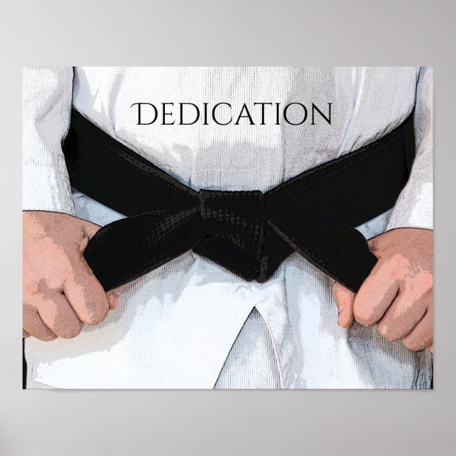 Martial Arts Black Bälte Dedication Motivational Poster (Framsidan)