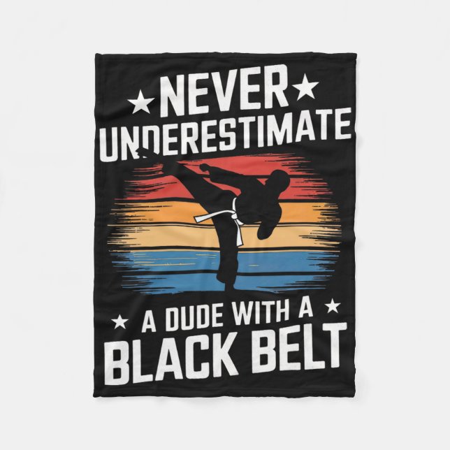 Martial Arts Black Bälte Karate Jiu Jitsu Taekwond Fleecefilt (Framsidan)