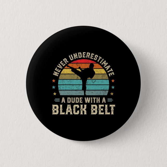 Martial Arts Black Bälte Karate Jiu Jitsu Taekwond Knapp (Framsida)