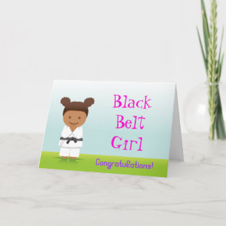 Martial Arts Black Belt Girl Congratulations Card Kort