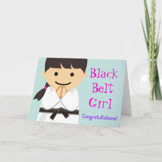 Martial Arts Black Belt Girl Smile Card Kort