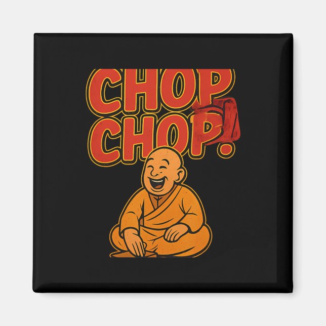 Martial Arts Boxing Humor Chop Chop Tecknad Priest Magnet (Framsidan)