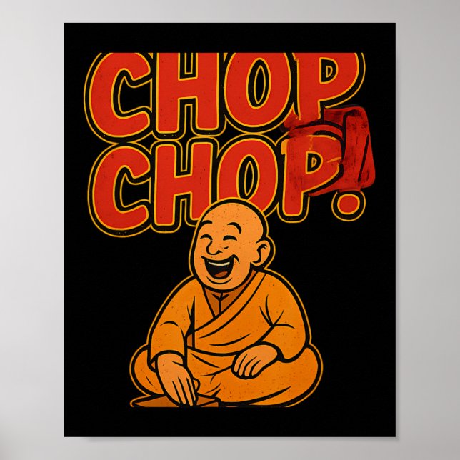 Martial Arts Boxing Humor Chop Chop Tecknad Priest Poster (Framsidan)