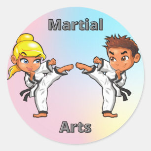 Martial Arts Boy and Girl Runt Klistermärke
