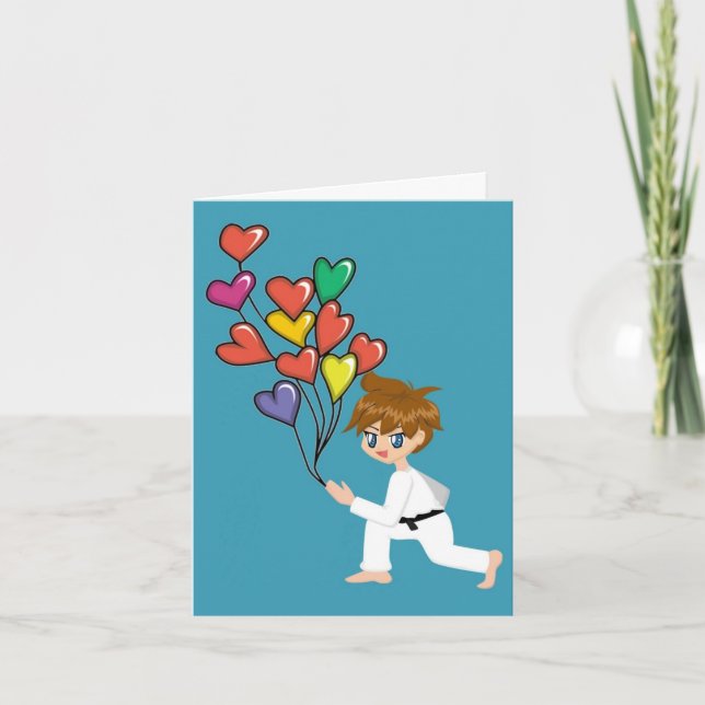 Martial Arts Boy Valentine Cards Helgkort (Framsida)