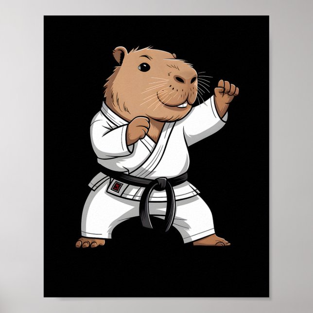 Martial Arts Capyra Funny Karate Taekwondo Jiu Jit Poster (Framsidan)