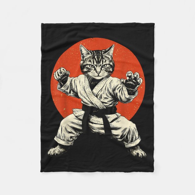 Martial Arts Cat Karate Judo Japanese Flag Funny J Fleecefilt (Framsidan)