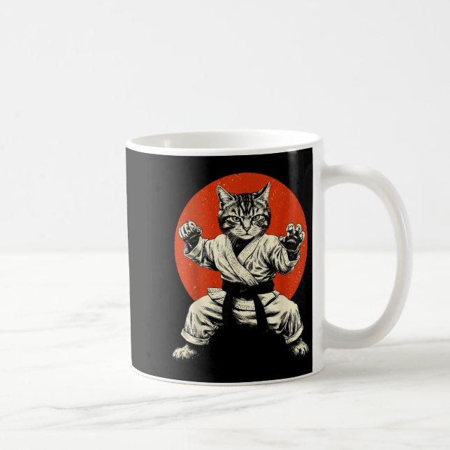 Martial Arts Cat Karate Judo Japanese Flag Funny J Kaffemugg (Höger)