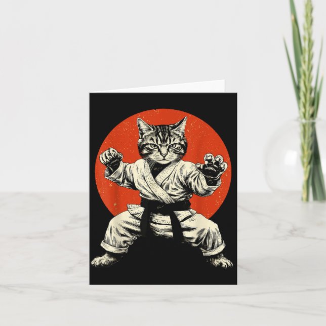 Martial Arts Cat Karate Judo Japanese Flag Funny J Kort (Framsida)