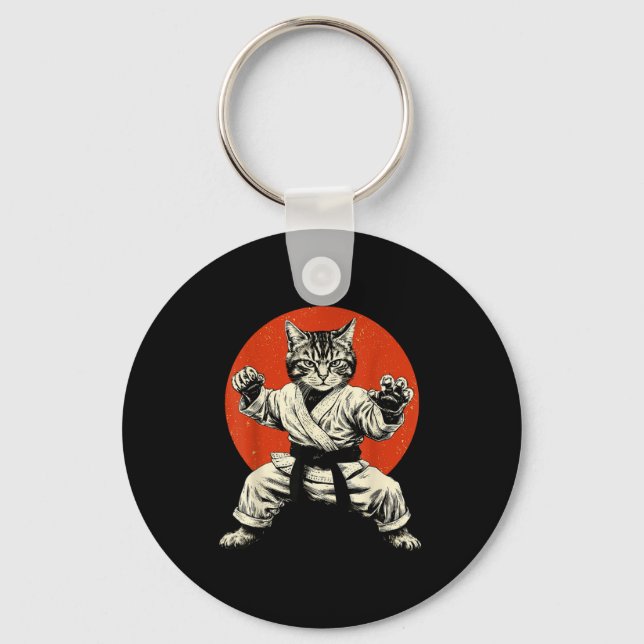 Martial Arts Cat Karate Judo Japanese Flag Funny J Nyckelring (Framsida)