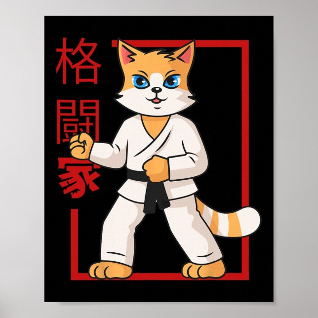 Martial Arts Cat Kitten Kawaii Cat Lover Poster (Framsidan)