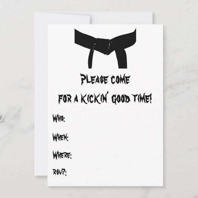 Martial Arts Födelsedagsfest Gult Red-inbjudan Inbjudningar (Framsida)