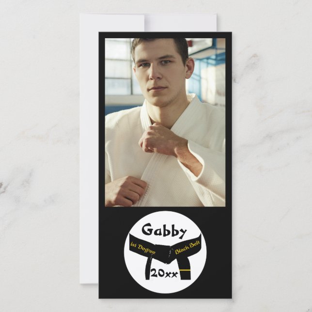 Martial Arts första grad Black Bälte-fotokort Meddelande (Framsida)