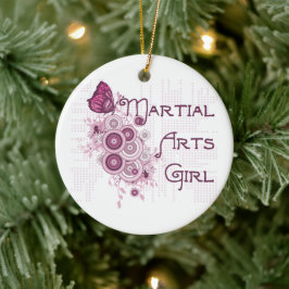 Martial Arts Girl Rosa Butterfly Julgransprydnad Keramik