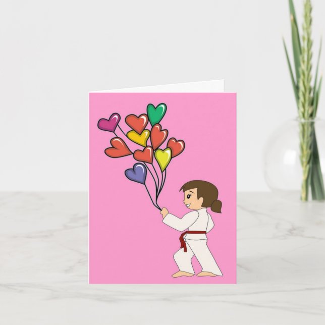 Martial Arts Girl Valentine Cards Helgkort (Framsida)