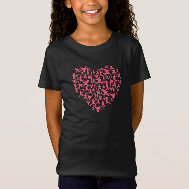 Martial Arts Girls Karate Heart T Shirt (Framsida)
