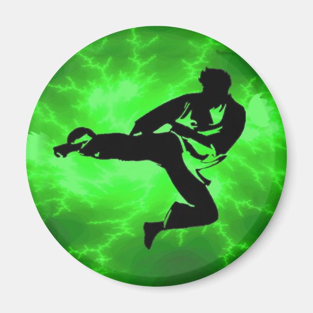 Martial Arts, Grönt Lightning Man Magnet (Framsidan)