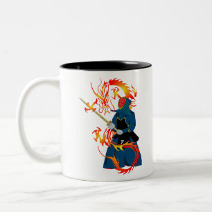 Martial Arts Hwa Rang Do Stick Fighting Dragon Två-Tonad Mugg