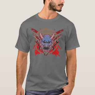 Martial Arts Japansk Katana med Tengu Samurai Mors T Shirt