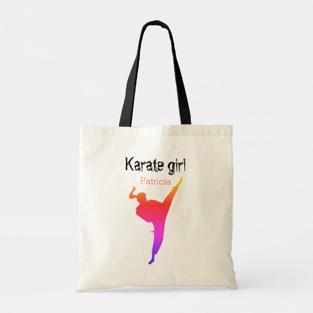 Martial Arts Karate Girl Silhouette Cute Modern Tygkasse (Baksida)