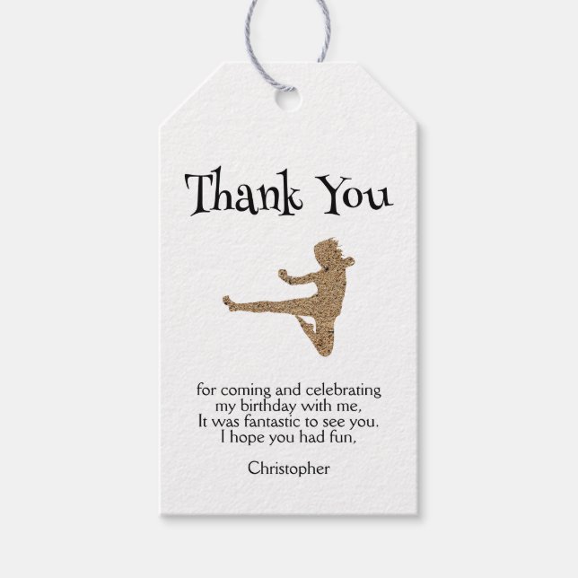 Martial Arts Karate Party Barns födelsedag Tack Presentetikett (Framsidan)