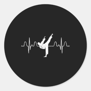 Martial Arts Karateist Heartslag Comt Sport Athlet Runt Klistermärke