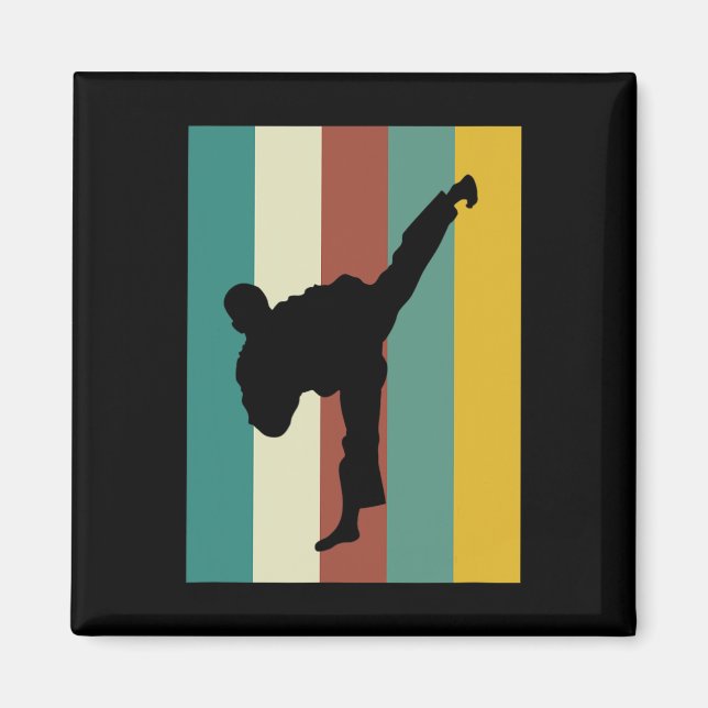 Martial Arts Kickboxing Karate Taekwondo Retro Des Magnet (Framsidan)