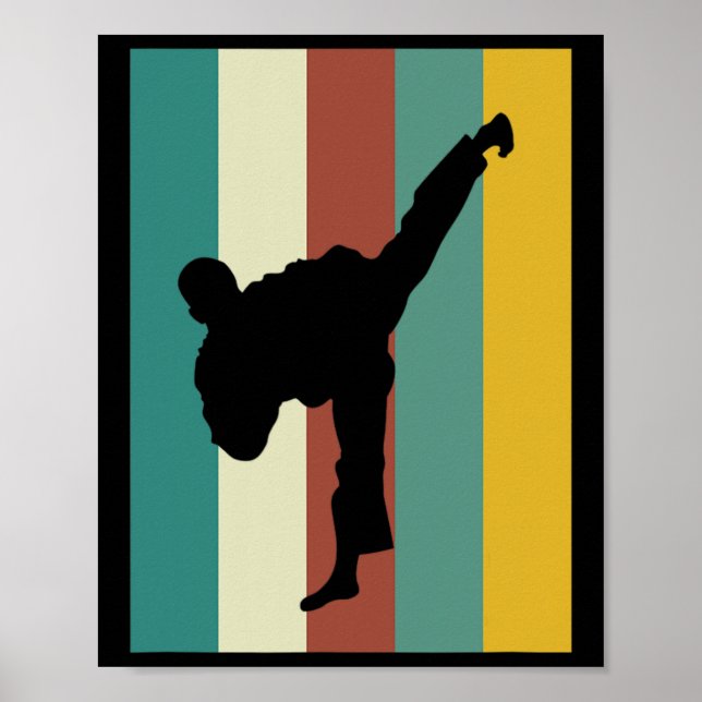 Martial Arts Kickboxing Karate Taekwondo Retro Des Poster (Framsidan)