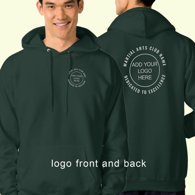 Martial Arts Klubb Logotyp Front Back Namn Motto Hoodie (Skapare uppladdad)