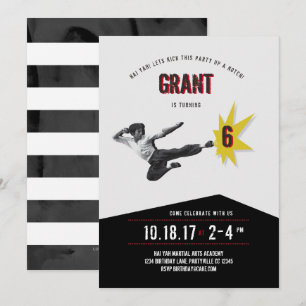 Martial Arts Kung fu Karate Birthday-inbjudan Inbjudningar