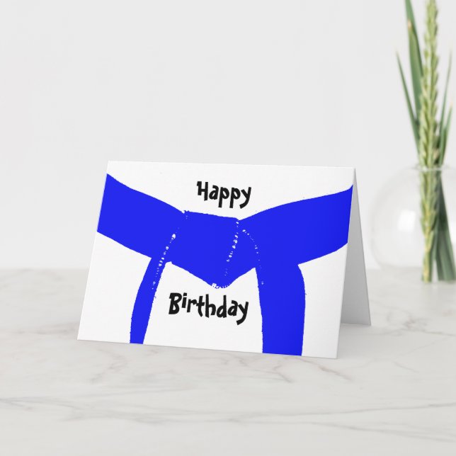 Martial Arts Light Blue Bälte Birthday Card Kort (Framsida)